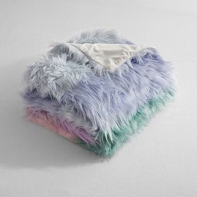 Jumbo Rainbow Faux-Fur Throw