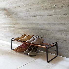 Wood/Metal Stackable Shoe Rack