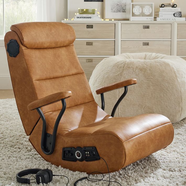 Faux Leather Caramel Gaming Chair | Pottery Barn Teen