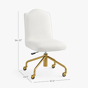 Performance Linen Blend White Piped Desk Chair