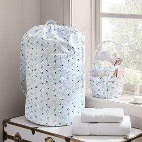 Hill House Home Clematis Scallop Shower Caddy &amp; Laundry Bag Set