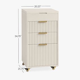 Channeled Beauty Rolling Cart with Mirror (34.75"x20.25")