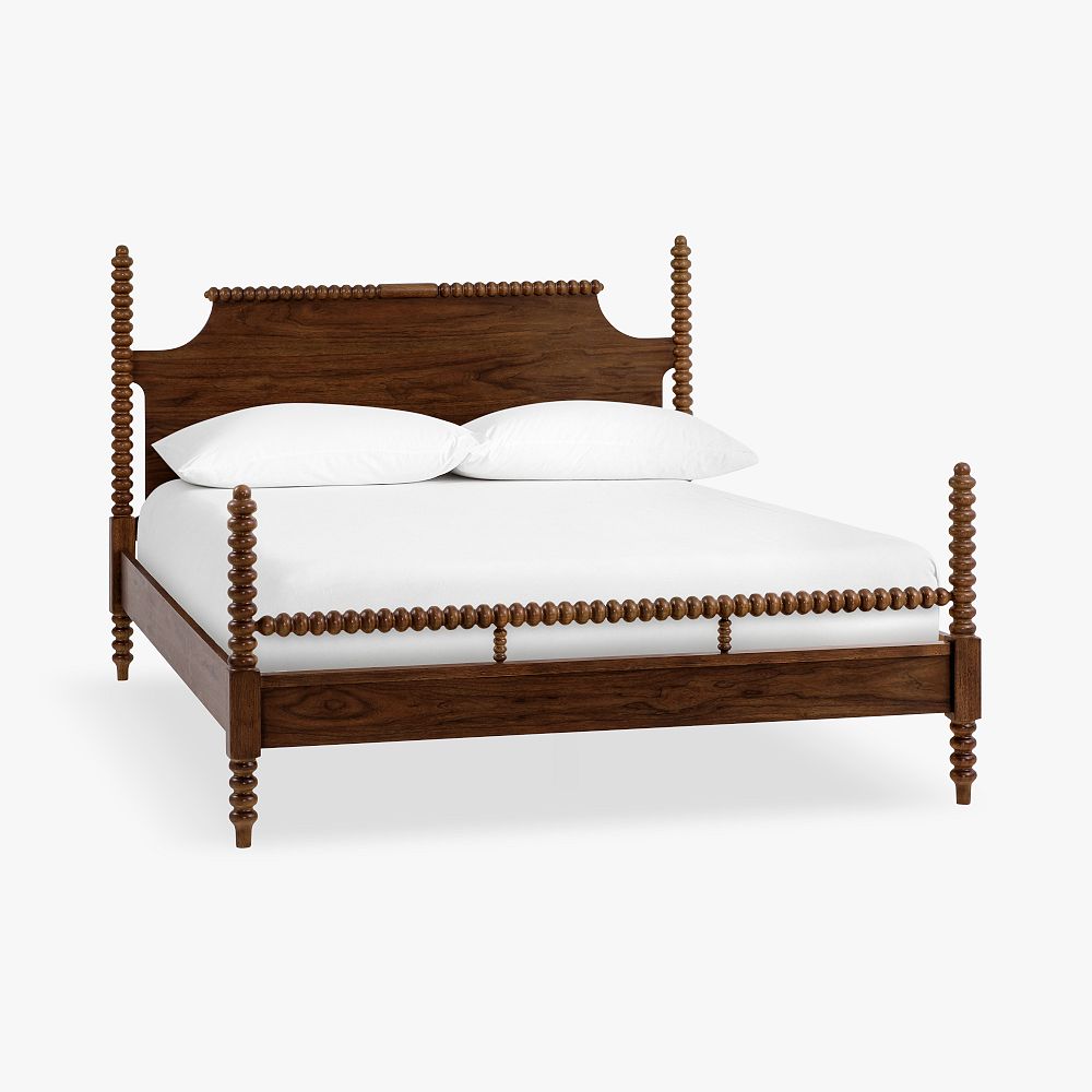 Chris Loves Julia Turned Wood Bed - Queen, Heritage Walnut, White Glove Delivery