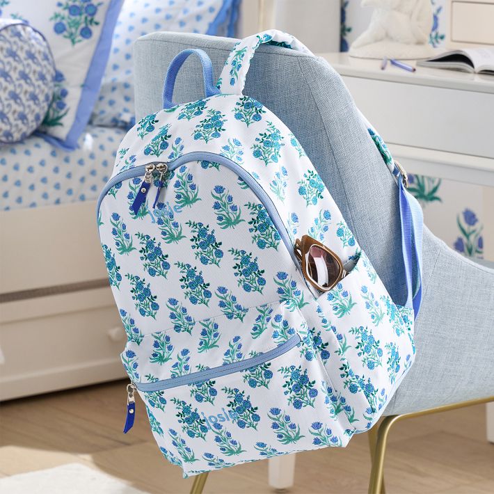 images of a mini rose blue backpack Petite KEY PRODUCT POINTS Hardware has an antique brass finish ALAZA Turquoise Teal Blue Flower