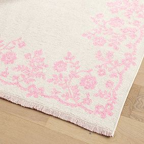 LoveShackFancy Floral Border Reversible Washable Rug