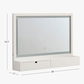 Get-Ready Wood Vanity Mirror with Storage (28"x21")