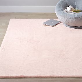 Open Box:   Washable Faux-Bunny Fur Rug - Blush