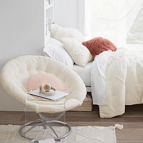 Sherpa Ivory Hang-A-Round Swivel Chair