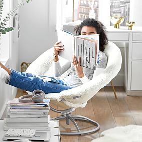 Sherpa Ivory Hang-A-Round Swivel Chair