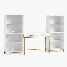 Blaire Writing Desk &amp; Cubby Bookcase Superset (90")