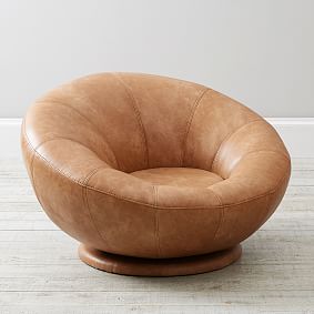 Faux Leather Caramel Groovy Swivel Chair