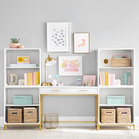 Blaire Writing Desk &amp; Cubby Bookcase Superset (90")