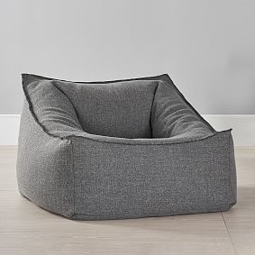 Large Tweed Charcoal Modern Bean Bag Lounger
