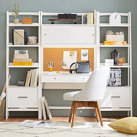 west elm x pbt Mid-Century Smart Wall Desk &amp; Bookshelf Set (82")