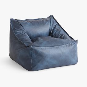 Large Faux Leather Navy Modern Bean Bag Lounger