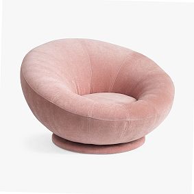 Rustic Chenille Misty Rose Groovy Swivel Chair