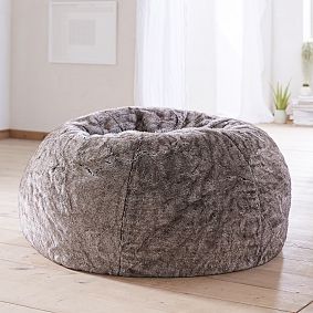 Large Tipped Faux Fur Bean Bag Chair Slipcover Only