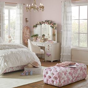 LoveShackFancy Garden Damask Upholstered Lounge Bench