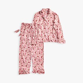 LoveShackFancy Fête de L'eau Ruffle Long Bamboo Viscose Pajama Set
