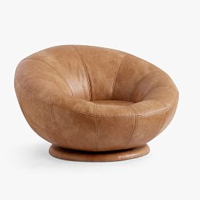 Faux Leather Caramel Groovy Swivel Chair