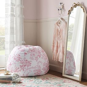 Large LoveShackFancy Garden Damask Pink Bean Bag Chair Slipcover Only