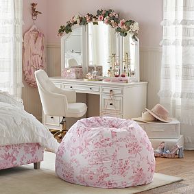 Large LoveShackFancy Garden Damask Pink Bean Bag Chair Slipcover Only