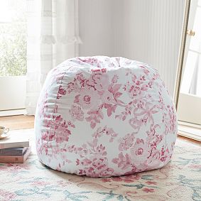 Large LoveShackFancy Garden Damask Pink Bean Bag Chair Slipcover Only