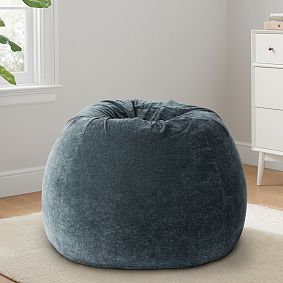 Large Rustic Chenille Slate Bean Bag Chair Slipcover Only