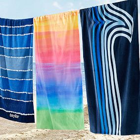 Navy Wave Stripe Beach Towel UPF 50+