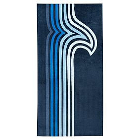 Navy Wave Stripe Beach Towel UPF 50+