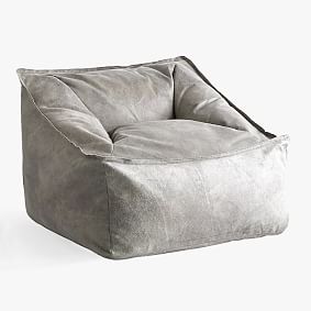 Large Textured Faux-Suede Storm Modern Bean Bag Lounger
