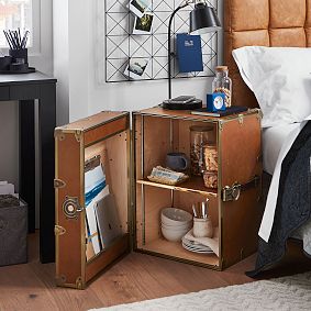 Faux Leather Bedside Dorm Trunk (18")