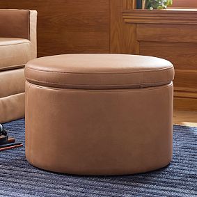 Oversized Round Storage Ottoman (24.5")