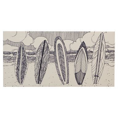 Sketched Surfboards Fabric-Covered Tackboard