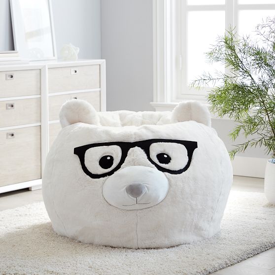 Large Nerdy Dog Critter Faux-Fur Bean Bag Chair | Pottery Barn Teen