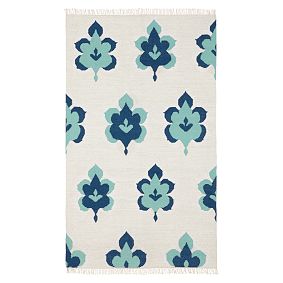 Leaf Medallion Lurex Rug - Pool/Navy