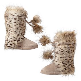 Pom-Pom Tie Faux-Fur Booties