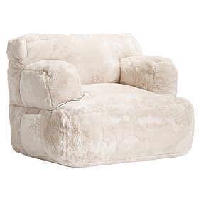 Ivory Polar Bear Faux-Fur Eco Media Lounger