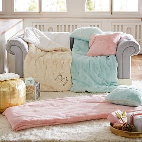 Pastel Bunny Faux Fur Sleeping Bag, Peach
