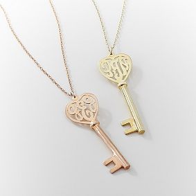 Monogram Heart Key Pendant
