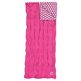 Pintuck Sleeping Bag &amp; Pillowcase, Pink Magenta Sweethearts