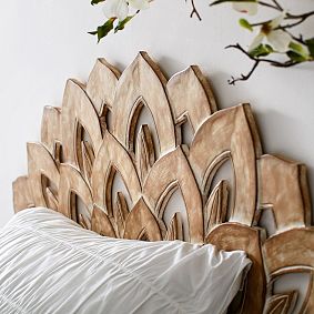 Wood Carved Faux Headboard