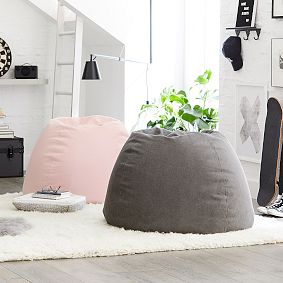 Large Enzyme Washed Canvas Blush Bean Bag Chair Slipcover