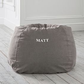 Large Enzyme Washed Canvas Light Gray Bean Bag Chair Slipcover