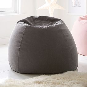 Large Enzyme Washed Canvas Light Gray Bean Bag Chair Slipcover