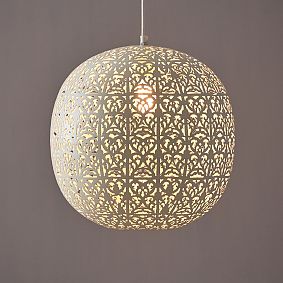 Large Filigree Punched Metal Pendant