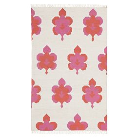 Leaf Medallion Lurex Rug - Bright Pink/Coral