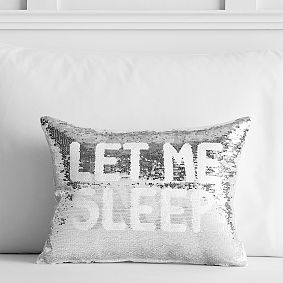 Reversible Sequin Let It Snow Let Me Sleep Pillow
