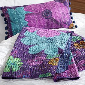 Kantha Cloth Coverlet &amp; Pillow Cover