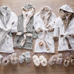 Polar Bear Hooded Faux-Fur Robe